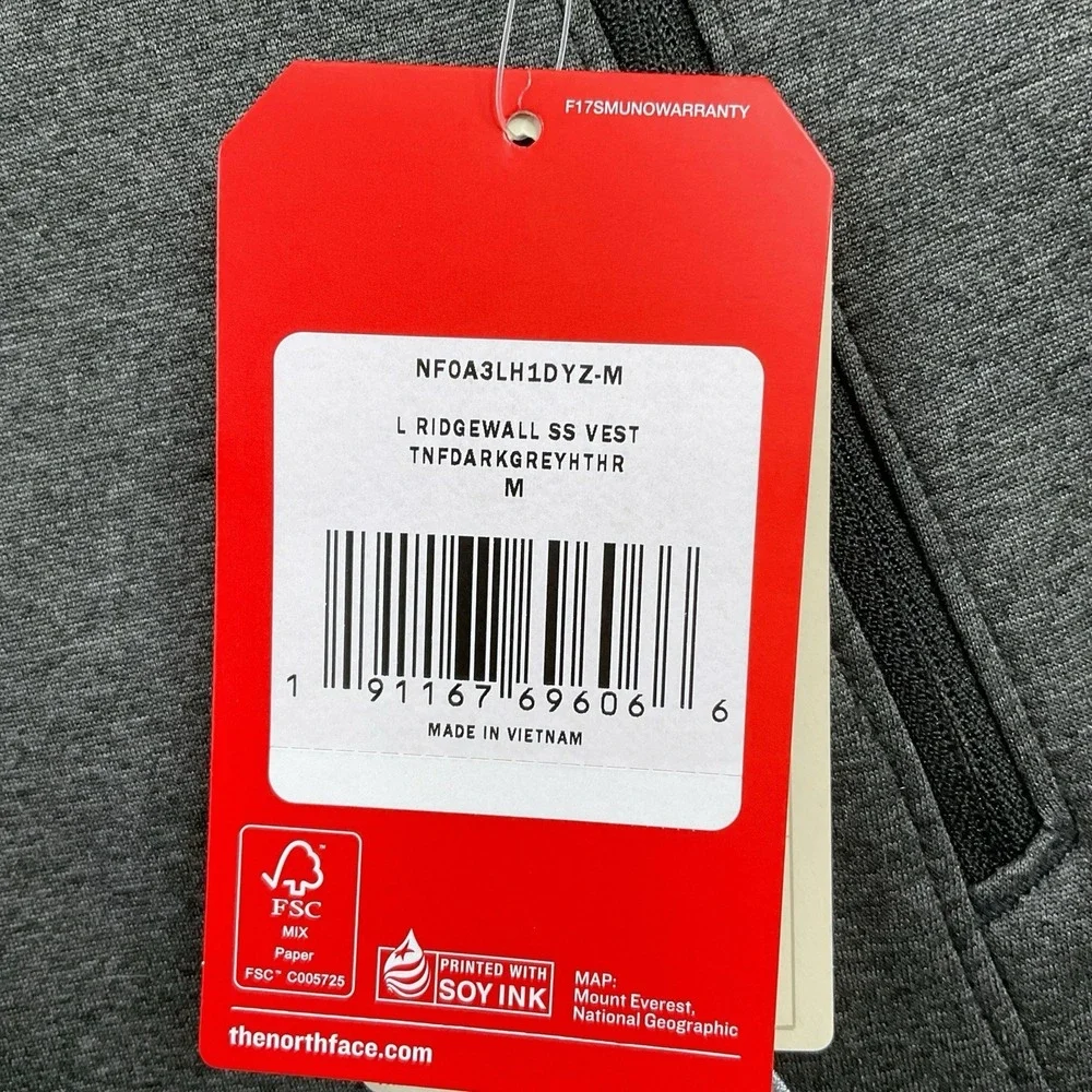 The North Face Vest Women Medium Gray Full Zip Ridgewell Soft Shell NEW
